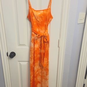 Shein orange tye dye dress